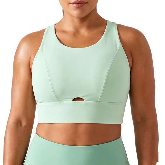 Uaswgudfs Women's Tank Tops High Support Sports Bra Racerback Front Cutout High Neck Wireless Workout Bras