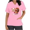 thumbnail image 1 of Uaswgudfs Women's Thanksgiving Scrub Tops - V-Neck Short Sleeve Nursing Workwear Pink M, 1 of 7