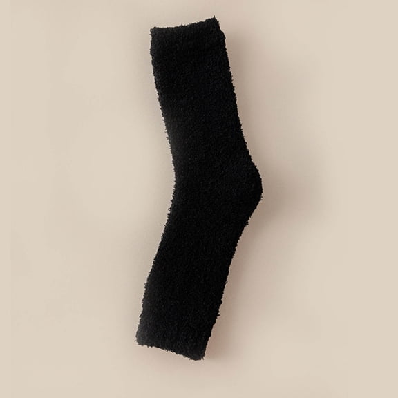 Uaswgudfs Women's Thermal Cozy Winter Ankles Socks, Thickened Cotton Sleep Socks Bed Socks for Bedroom & Home Use, Soft Breathable Footwear Black