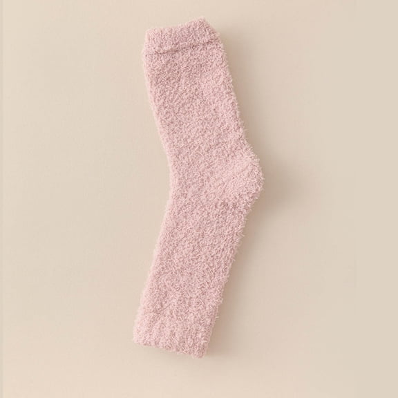 Uaswgudfs Women's Thermal Cozy Winter Ankles Socks, Thickened Cotton Sleep Socks Bed Socks for Bedroom & Home Use, Soft Breathable Footwear Pink
