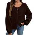 thumbnail image 1 of Uaswgudfs ​Women's Thermal Knit Sweater - Lace Up Front Long Sleeve Relaxed Fit for Semi Formal & Casual​, 1 of 8