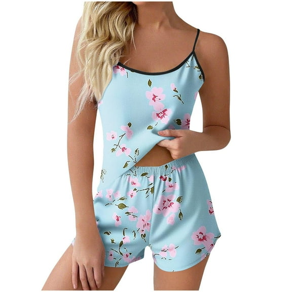 Uaswgudfs Women's Thin Strap Neckline Sleeveless Pajama Set - Lightweight & Breathable Loose-Fit Pants for Women