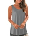 thumbnail image 1 of Uaswgudfs Women's Tunics Boat Neck Long Tank Tops Sleeveless Loose Fit T-Shirt with Flare Hem Comfy Swing Blouse, 1 of 6
