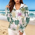 thumbnail image 1 of Uaswgudfs Women's UPF 50+ Sun Protection Hooded Jacket Full Zip Long Sleeve Lightweight Tropical Print Beach Cover Up with Finger Loops for Summer Hiking Vacation, 1 of 5