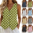 thumbnail image 1 of Uaswgudfs Women's V Neck Button Down Vest Classic Polka Dot Sleeveless Casual Summer Tops, 1 of 6