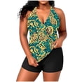 thumbnail image 1 of Uaswgudfs Women's V-Neck Halter Plus Size Tankini Swimsuits Tummy Control Two Piece Swimwear with Skirt Shorts, 1 of 7