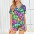thumbnail image 1 of Uaswgudfs Women's Valentine's Day Pajama Set Button Front Short Sleeve Heart Paw Print Casual Sleepwear, 1 of 8