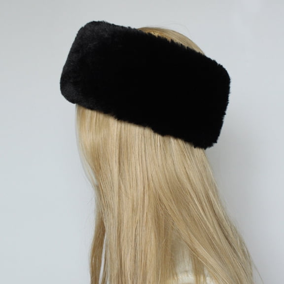 Uaswgudfs Women's Winter Faux Fur Headband Cozy Beanie Head Wrap, Warm Fashion Headwear Accessory for Outdoor Cold Weather