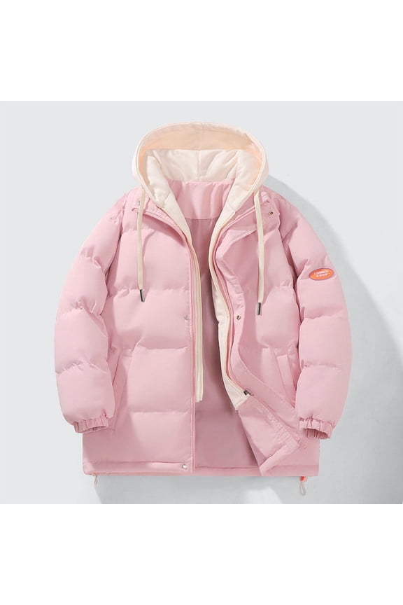 Uaswgudfs Women's Winter Quilted Jacket: Zip & Snap Front w/ Stand Collar & Adjustable Hood - Insulated Cold Weather