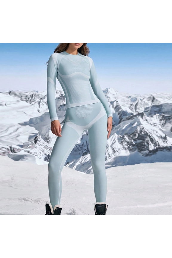 Women's Winter Ski Thermal Underwear Set, Slim Fit Moisture Wicking Base Layer Long Sleeve Bodysuit