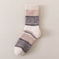 thumbnail image 1 of Uaswgudfs Women's Winter Warm Floor Socks, Cozy Soft Non - Slip Bedroom Socks, Striped Thermal Crew Socks for Women Brown, 1 of 3