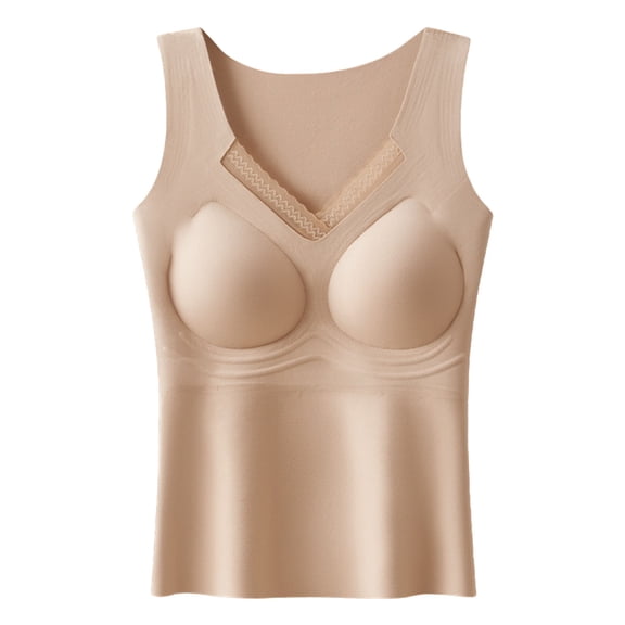 Uaswgudfs Women's Winter Warm Seamless Vest Top Plus Size Non - Slip Fleece Lined Thermal Camisole