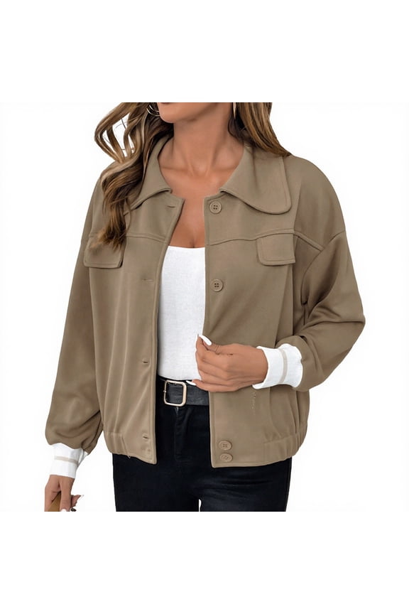 Women's Wool Blend Short Coat with Thermal Lining, Windproof Ribbed Cuffs, and Functional Front Pockets - Versatile Layering Outerwear for Winter