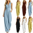 thumbnail image 1 of Uaswgudfs Women's Wrap V Neck Sleeveless Jumpsuits Ruched Waist Wide Leg One Piece Outfits with Pockets for Summer Daily Vacation, 1 of 8