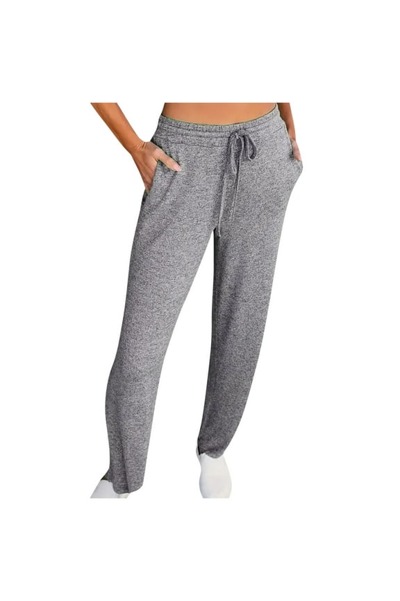 Women's Yoga Pants with Adjustable Waist & Tapered Fit – High-Waisted Activewear Leggings for Gym & Running Gray S