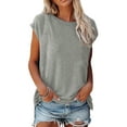 thumbnail image 1 of Uaswgudfs Womens 1/4 Sleeve Tops Casual Athleisure Spring/Summer T-Shirt Asymmetry Button V-Neck Blouse 2025, 1 of 5