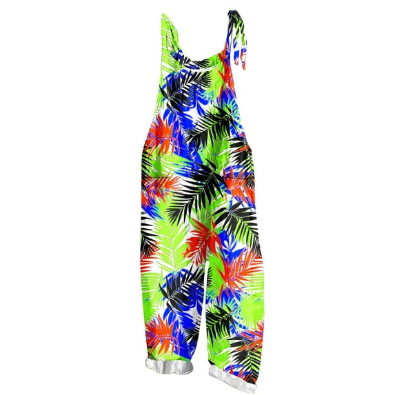 Uaswgudfs Womens Causal Wide Leg Overalls Jumpsuit Women's Patchwork Dual Pocket Jumpsuit Loose Floral Print Bohemian Wide Leg Bib Overall Green L