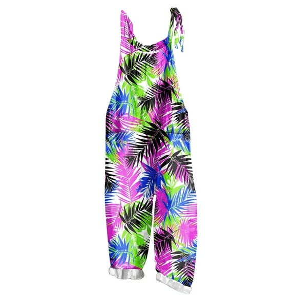 Uaswgudfs Womens Causal Wide Leg Overalls Jumpsuit Women's Patchwork Dual Pocket Jumpsuit Loose Floral Print Bohemian Wide Leg Bib Overall Hot Pink L