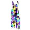 thumbnail image 1 of Uaswgudfs Womens Causal Wide Leg Overalls Jumpsuit Women's Patchwork Dual Pocket Jumpsuit Loose Floral Print Bohemian Wide Leg Bib Overall Purple 3XL, 1 of 5