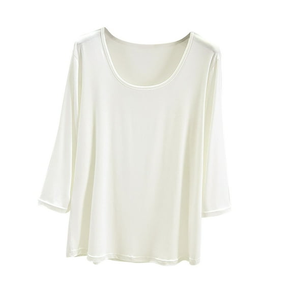 Uaswgudfs Womens Lightweight Fabrics 3/4 Sleeve Crop Top Crew Neck Slim Crop Home sports breathable clothing Casual Tee Top