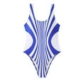 thumbnail image 1 of Uaswgudfs Womens One-Piece Swimsuit with Dynamic Curved Patterns | Symmetric Stripes for Bathing Suit Swimwear Blue L, 1 of 5