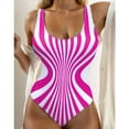 thumbnail image 1 of Uaswgudfs Womens One-Piece Swimsuit with Dynamic Curved Patterns | Symmetric Stripes for Bathing Suit Swimwear Hot Pink S, 1 of 5