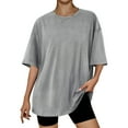 thumbnail image 1 of Uaswgudfs Womens Oversized Summer Short Sleeve Crew Neck T Shirts Business Casual Dressy Tops Beach Vacation Clothes Spring Fashion 2025, 1 of 3