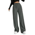 thumbnail image 1 of Uaswgudfs Womens Pants Casual Drawstring Flowy Pants Wide Leg Summer Beach Linen Trousers with Pockets Gray L, 1 of 7