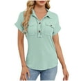 thumbnail image 1 of Uaswgudfs Womens Short Sleeve V Neck Polo Shirts Dressy Casual Work Collared Button Summer Slim Fit Tops, 1 of 8