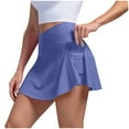 thumbnail image 1 of Uaswgudfs ​Womens Skorts Shorts: High Waisted A-Line with Crossover Design & Concealed Pocket - Stretchy Athletic Skirt Shorts for Women Blue XL, 1 of 7