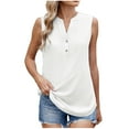 thumbnail image 1 of Uaswgudfs Womens Sleeveless Vest Summer V Neck Lightweight Casual Button Front Loose Fit Knit Pullover Tank Top White M, 1 of 7