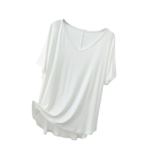 Uaswgudfs Womens Summer Basic Tops Spring Fashion Thin and light Casual Dressy V-Neck T Shirts Workout Clothes Trendy 2025 going out Blouse