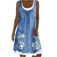 thumbnail image 1 of Uaswgudfs Womens Summer Denim Dresses Sleeveless Crewneck Button Down Tank Sundress Solid/Floral Print Jean Dress, 1 of 5