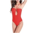 thumbnail image 1 of Uaswgudfs Womens Swim One-Piece Swimsuit with Heart-Shaped Neckline and Cutout Detail - Stylish and Durable Bathing Suit Red M, 1 of 4