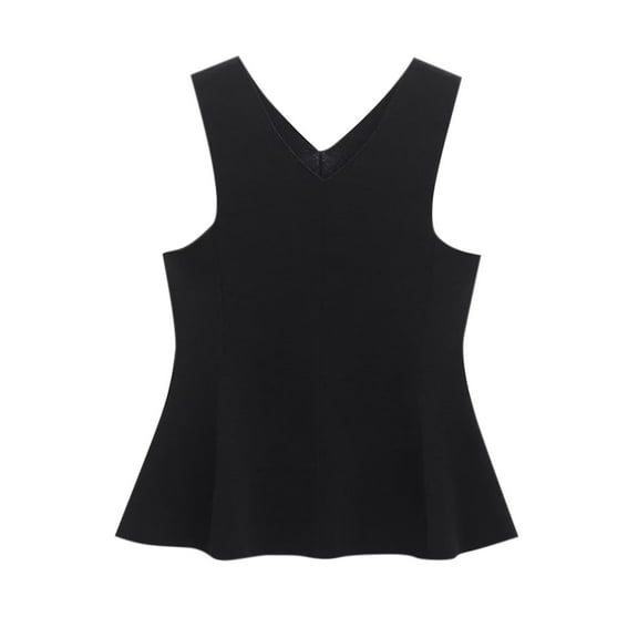 Uaswgudfs ​Womens Tank Tops Sleeveless V-Neck Vest: Flared Hem, Stretchy Comfort Fabric Casual Office Wear & Lightweight Layering Blouse Black M