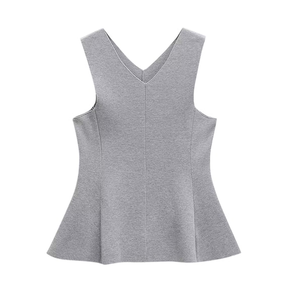 Uaswgudfs ​Womens Tank Tops Sleeveless V-Neck Vest: Flared Hem, Stretchy Comfort Fabric Casual Office Wear & Lightweight Layering Blouse Gray M