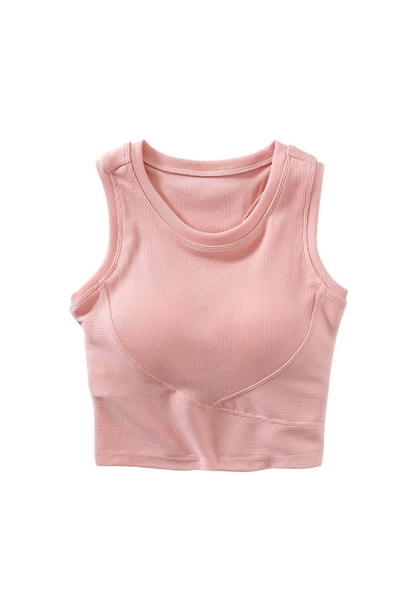 Womens U Back Sports Shaping Bras Padded High Neck Crop Workout Cotton Tank Tops