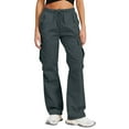 thumbnail image 1 of Uaswgudfs YOGA Lightweight Casual Cargo Pants for Women 30" Adjustable Ruched Straight Leg Travel Workout Athletic Hiking Joggers Navy XL, 1 of 5