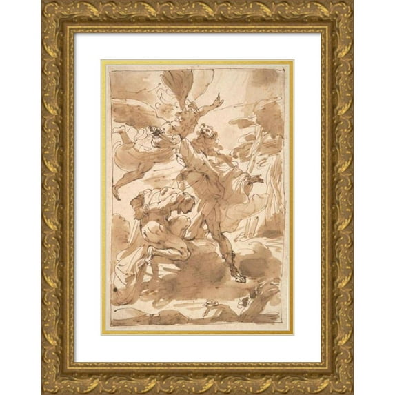 Ubaldo Gandolfi 14x18 Gold Ornate Wood Frame and Double Matted Museum Art Print Titled - The Sacrifice Of Isaac (ca. 1770)