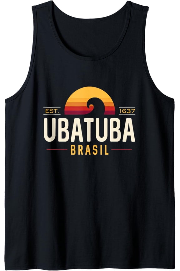 Ubatuba Brasil | Ubatuba Brazil Retro Wave Logo Tank Top Size S-3XL