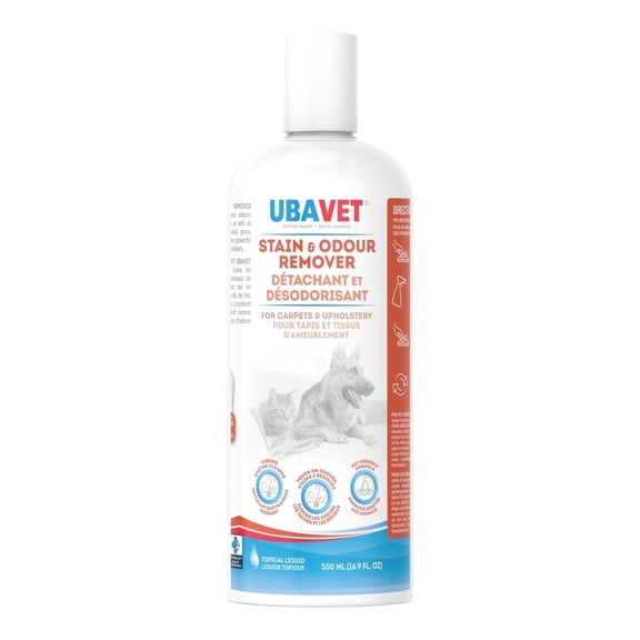 UBAVET Stain and Odor Remover for Dogs & Cats, Enzyme Cleaner (16.9 fl oz/500ml)