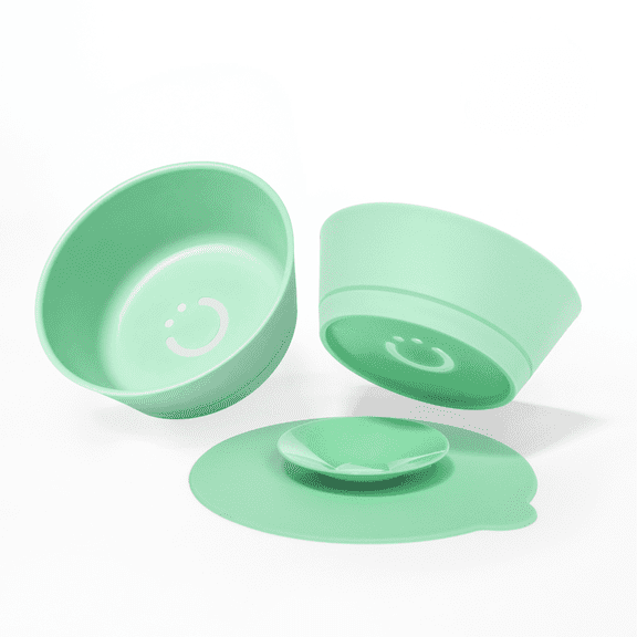 Ubbi Suction Bowls with Interchangeable Suction Base for Babies and Toddlers, 2 Pack, Sugar Snap Green