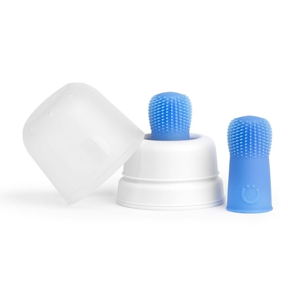 Ubbi Baby Silicone Finger Toothbrush with Storage Case, Food-Grade Platinum Silicone, Oral Care for Infants and Babies, 2 Pack, Polaris Blue