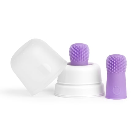 Ubbi Baby Silicone Finger Toothbrush with Storage Case, Food-Grade Platinum Silicone, Oral Care for Infants and Babies, 2 Pack, Smoothie Purple