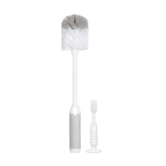 Ubbi Baby Bottle and Nipple Brush Cleaning Set, Includes 2 Brushes, Gray