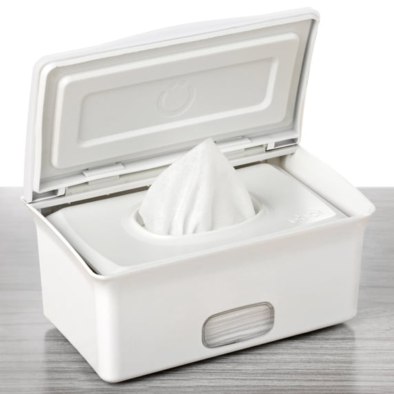 Ubbi Baby Wipes Dispenser Features Weighted Plate & Secure Seal, Diapering Essential, White 1 Count