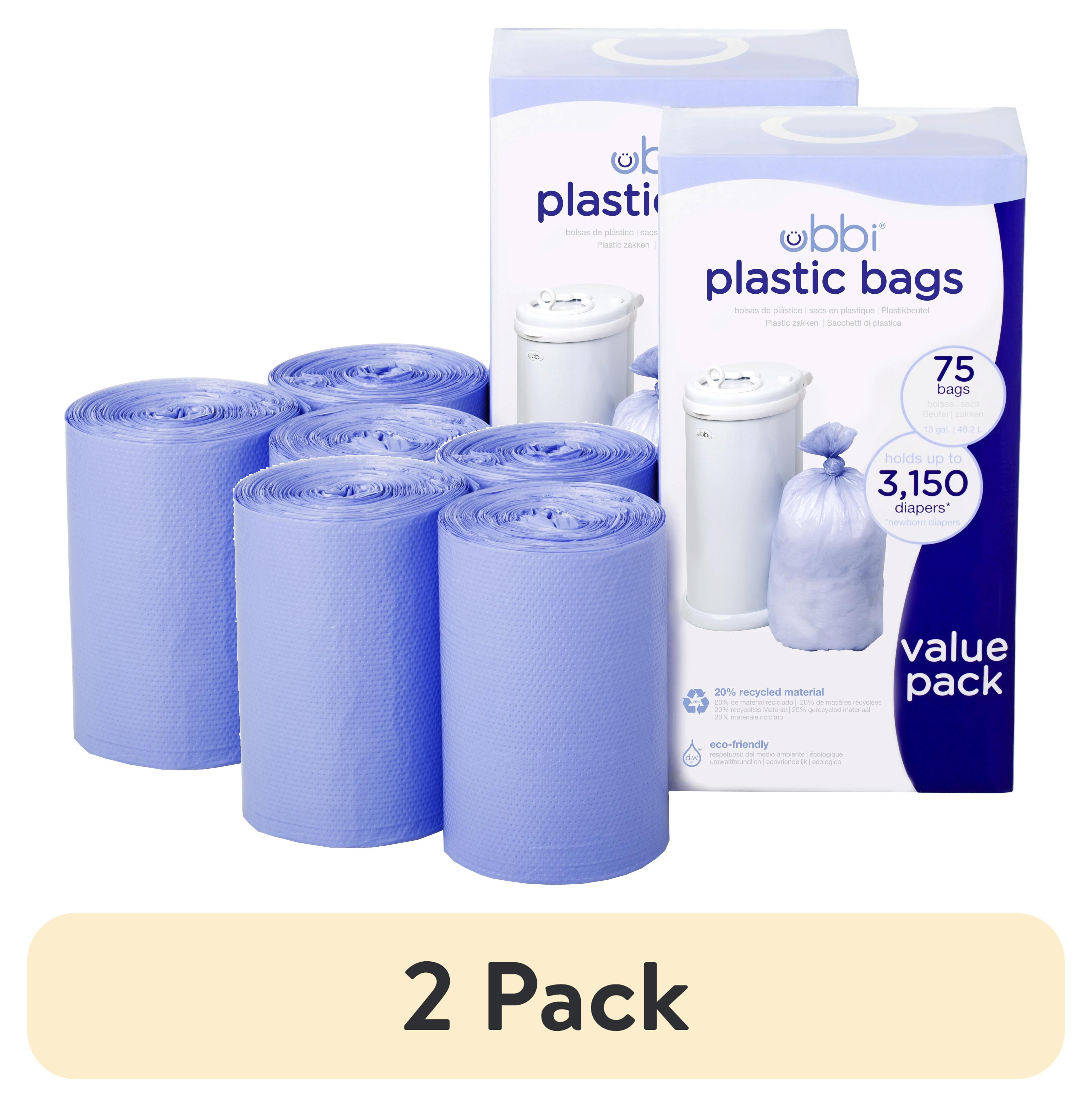 (2 pack) Ubbi Diaper Pail Plastic Bags, 75 Count, 13Gallon