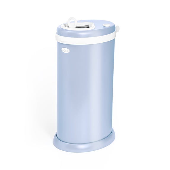 Ubbi Stainless Steel Diaper Pail, Odor Locking, No Special Bag Required, Award-Winning, Registry Must-Have, Cloudy Blue