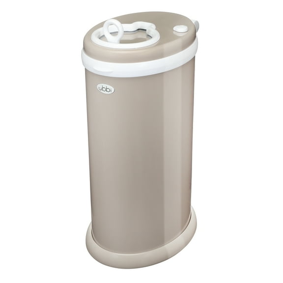Ubbi Stainless Steel Diaper Pail, Odor Locking, No Special Bag Required, Award-Winning, Registry Must-Have, Taupe, Toddler, Newborn
