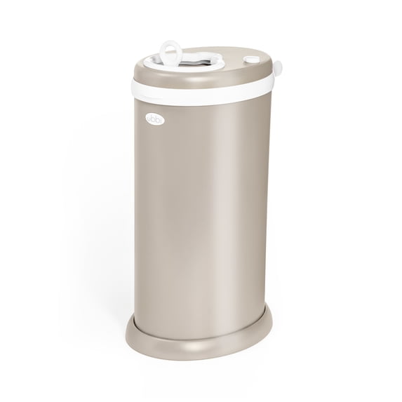 Ubbi Stainless Steel Diaper Pail, Odor Locking, No Special Bag Required, Award-Winning, Registry Must-Have, Taupe, Toddler, Newborn